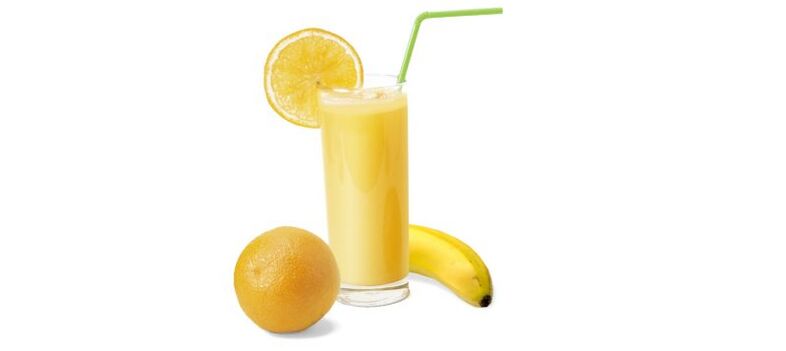 smoothie with banana and orange for drinking diet